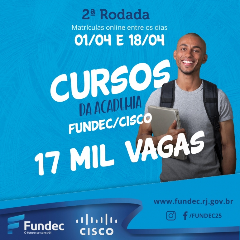 Cursos da academia FUNDEC/CISCO abrem inscrições para 17 mil vagas de ensino a distância em Duque de Caxias