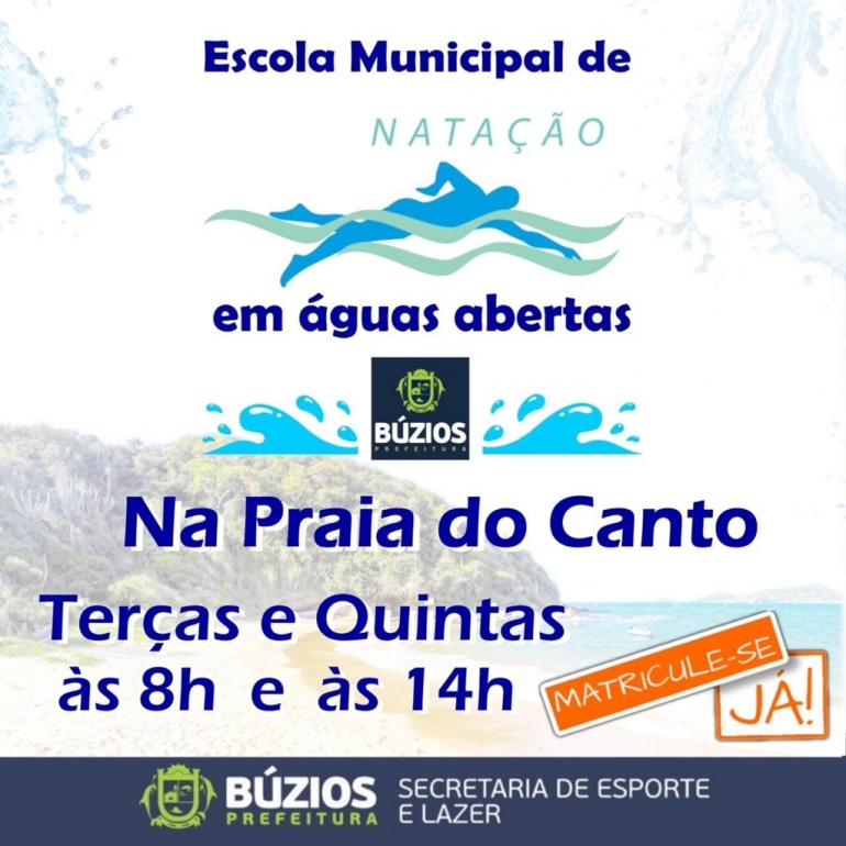 Búzios oferece Escola Municipal de Natação em águas abertas. Inscreva-se!