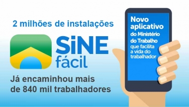 Sine F&aacute;cil (aplicativo onde o cidad&atilde;o pode procurar e candidatar-se &agrave; vagas de emprego) chega a 2 milh&otilde;es de instala&ccedil;&otilde;es
