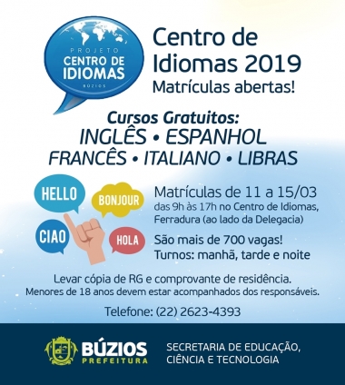 Centro de Idiomas de B&uacute;zios anuncia matr&iacute;culas para cursos gratuitos