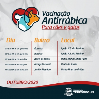 Vacina&ccedil;&atilde;o de c&atilde;es e gatos contra raiva animal acontece em 16 bairros em outubro